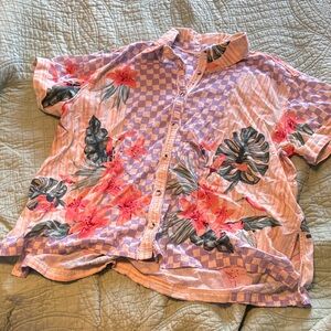 Floral Checkered We the Free Button-Up Shirt